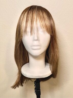 Wear But Free KKU Light Brown Human Hair Wig with Blonde Highlights